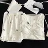 Conjunto de dos piezas con copas, estilo muñeca de algodón nube, estilo lindo y femenino, ropa de casa para estudiantes, pijama dulce y cómodo, estilo coreano