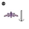 F136 Titanio Ojo de Caballo Largo Flor Joyería de Perforación Aretes para Dientes Internos Labio Nariz Uña Accesorios Espesor de Barra 1.2/1.0mm