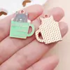 Colgante de Taza de Gato de Dibujos Animados Esmaltado de Aleación Encanto para Taza de Café Pendiente DIY Llavero Accesorios de Joyería