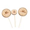 Fabricante em estoque artesanato plug-in de bolo de madeira MR & MRS inserção de cartão de bolo de festa de casamento Decoração de Dia dos Namorados