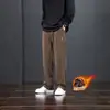 Pantalones Casuales Gruesos de Pana con Felpa Plus para Hombre, Otoño Invierno, Modernos, Cómodos, para el Trabajo, Holgados, Pierna Recta, Largos