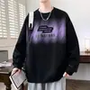 Sudadera con degradado para hombre, primavera, otoño, americana, holgada, capa base, cuello redondo, manga larga, camiseta, marca de moda, estampado, top casual