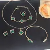 Set de Joyería Minimalista de Trébol de Cuatro Hojas Transfronterizo Estilo Europeo y Americano Esmalte Aleación Trébol de la Suerte Flor Collar Pendientes Pulsera para Mujeres