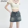 Saia Jeans Versátil Vintage para Mulheres, Tendência de Verão Novo Design, Justa ao Corpo Cintura Alta Emagrecedora Curta em Linha A