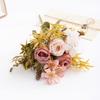 Outono transfronteiriço novo buquê de simulação de flores portátil flor falsa decoração de sala de estar em casa flor de seda nórdica simulação de flor rosa