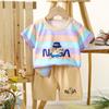 Traje de Manga Corta para Niños Niños, Camiseta de Algodón de Verano para Niños, Ropa para Bebés Niños, Estilo Coreano Transpirable para Niños Pequeños Niñas