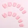 24 Piezas de Uñas Francesas Redondas Cortas Estilo Simple Moda Portátiles Uñas Postizas Transfronterizas