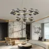 Lustre para Sala de Estar Minimalista Italiano Arte Criativa Anel Lâmpada Atmosférica Preta Vidro de Alto Padrão Feijão Mágico Lâmpada de Hall
