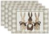 2025 Mantel Individual de Pascua de Venta Caliente Transfronterizo Tela Lino Estampado Huevo Conejo Mantel Vajilla Aislamiento Térmico