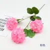 Hortensia de copo de nieve de 3 cabezas, rama única, flor artificial, adorno para sala de estar, arco de centro comercial, flor artificial de plomo para boda, flor de seda