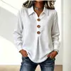 Ropa Europea y Americana Transfronteriza para Mujer Sitio Independiente de Amazon Primavera y Otoño 2026 Nueva Camisa de Algodón y Lino de Color Sólido para Mujer con Botones y Manga Larga