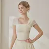 Roupas de Yoga para Mulheres, Novo Estilo de Verão, Camiseta de Manga Curta com Painéis de Malha Respirável, Roupas para Esportes ao Ar Livre, Pilates, Treinamento, Fitness