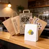 Bolsa de Papel Kraft Marrom para Embalagem Bolsa de Mão Personalizável Embalagem para Milk Tea Sacola de Embalagem para Viagem Logo Original Impresso Sacola para Embalagem de Roupas Presentes