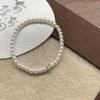 Pulsera de Perla Asimétrica Natural Plata de Ley S925 para Mujer con Cuentas Plata Rota Estilo Frío Nicho Elegante Joyería Versátil