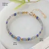 Pulsera Delgada de Tubo Cuadrado de Amatista Azul y Aventurina Natural para Mujer, Pulsera de Cristal Moderna, Elegante, Suave y Sofisticada