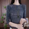 Nova Moda de Outono Plus Size Camiseta Básica Estilo Mãe, Camiseta Elegante Solta Emagrecedora para Mulheres de Meia-Idade e Idosas, Manga Longa Atacado