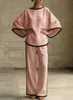 2026 Novo Conjunto de Duas Peças Algodão e Linho Feminino Elegante Gola Redonda Manga Morcego Solta Site Independente Europeu e Americano Amazon Transfronteiriço
