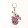 Llavero Colgante Lindo Perla Rosa Coreana Cadena Creativa Llavero de Lazo Colgante para Coche en stock