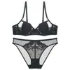 Conjunto de Lencería Sexy de Encaje Estilo Francés Verano Delgado Orejas de Conejo Tallas Grandes para Busto Grande, Minimizador y Anticaída