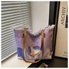 Letras Impressas Borradas 2025 Verão Novo Estilo Personalizado Grande Capacidade Franja Cor Contrastante Estilo Estrangeiro Bolsa de Ombro Tote Feminina