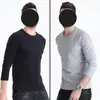 Camiseta de manga larga para hombre, de algodón, con cuello redondo, estilo coreano, holgada, de color liso, para otoño, blanca, para primavera y otoño