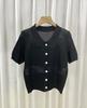 Polo colarinho oco fino malha cardigan para mulheres verão design sentido nicho curto Ice Silk cintura alta manga curta top fashion