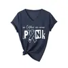 Em outubro vestimos rosa Amazon wish estação independente moda casual feminina camiseta gola V manga curta