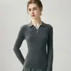 Suéter de cachemira otoño e invierno nuevo peso pesado cuello polo suéter mujer corte slim prenda interior solapa capa base tejido de punto de canalé manga larga