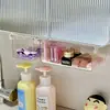 Gabinete de espelho com gaveta inferior caixa de armazenamento banheiro cosméticos removedor de maquiagem algodão batom cotonete prateleira transparente artefato