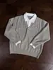 Conjunto de duas peças estilo marroquino Old Money para homens e mulheres, gola V, polo em imitação de cashmere, suéter atmosférico de tricô trançado para o outono