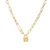 Collar con colgante de estilo hip hop retro de estilo europeo y americano con candado de alta gama para mujer, cadena de clavícula de estilo frío y oro K de moda.