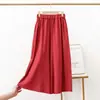 Calças Femininas de Verão Verdes, Corte Solto, Pernas Largas, Tamanho Grande, Calças Cropped de Corte Reto, Calças Casuais Finas de Linho de Cintura Alta