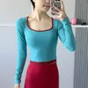 Roupas de Yoga de Cor Contrastante para Mulheres com Tops Acolchoados, Corte Justo, Emagrecedor, Pilates, Corrida, Esportes, Fitness, Manga Longa Dopamina