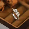 Anel de Moeda de Cobre Rico Estilo Chinês para Mulheres, Anel Aberto de Moeda Vintage da Moda, Tendência de Anel de Ano Novo 2025 Novo Modelo