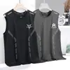 Chaleco Transpirable de Manga Corta de Seda Helada de Marca de Moda para Hombre, Camiseta Delgada Holgada de Talla Grande para Hombre de Verano