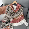 Novo Lenço Estampado Estilo Coreano de Algodão e Linho Imitado para Transmissão ao Vivo 2025 Cachecol Quente Clássico Europeu e Americano para Outono e Inverno com Xale