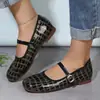 Comercio Electrónico Transfronterizo 2026 Primavera/Otoño Nuevos Zapatos de Cuero Mary Jane Retro Suela Plana Hebilla Única Zapatos para Mujer Zapatos Individuales de Boca Baja Texturizados