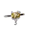 Anillo de cristal amarillo con incrustaciones de plata s925, cristal amarillo natural, diseño de placa alta, joyería estilo palacio para mujer, venta al por mayor