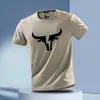 Comercio Exterior Verano Secado Rápido Seda de Hielo Transpirable Casual Cuello Redondo Camiseta Estampada para Hombre Tops de Manga Corta para Exteriores Fitness Running
