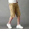 Modelos Populares de Verão Estão Disponíveis em Grandes Quantidades. Bermuda de Trabalho Lavada Três Quartos para Homens de Meia-Idade. Calças Cargo Masculinas de Algodão Puro com Múltiplos Bolsos