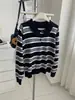 Suéter de punto a rayas estilo coreano, inspirado en lo vintage, mezcla de lana y seda para mujer, con botones de concha y diseño tipo polo de jersey, perfecto para el calor del otoño y el invierno