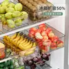 Caja de almacenamiento para refrigerador para alimentos, frutas y verduras, clasificación y conservación, organizador rectangular transparente, caja de almacenamiento de exhibición
