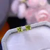 Aretes de Peridoto Natural Plata 925 Electrochapado Tamaño de Piedra Principal 4mm Venta Directa de Fábrica Venta Caliente Transfronteriza Suministro en Vivo
