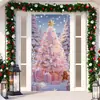 2026 Nova Cortina de Porta Banner de Natal Decoração de Fundo para Fotos ao Ar Livre com Papai Noel e Filhote