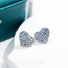 Modernos Aretes Chanel-Style en Forma de Corazón con Corindón Rojo y Espinela Azul Claro, Exquisitos Pasadores de Clip para Orejas de Corazón Durazno Dulces y de Alta Gama para Mujer