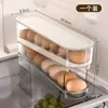 Caja de almacenamiento para refrigerador de grado alimenticio, caja de cocina para puerta lateral de refrigerador, caja deslizante para huevos, boca inclinada, caja automática de rodamiento para huevos frescos