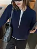 Cardigan de Tricô com Zíper Novo 2026 para Mulheres, Estilo Coreano para Início do Outono, Jaqueta Suéter Simples Solta de Alta Qualidade, Adequado para Roupa Externa