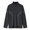 [Entrega Rápida] Camiseta de Manga Larga de Terciopelo Doble Cara para Otoño e Invierno, Camisa Base Ajustada Casual para Hombre, Cuello Alto, Cálida, Solapa