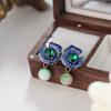 Brincos de Prata Vintage com Design de Flor Gota d'Água em Zircônia, Brincos de Luxo Leve de Alta Qualidade, Acessórios de Orelha Exquisitos Retrô