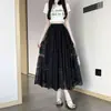 Saia Midi de Crochê Vazada Estilo Francês para Mulheres, Loja Transfronteiriça Tiktok Shopee, Saia Elegante de Comprimento Médio Evasê